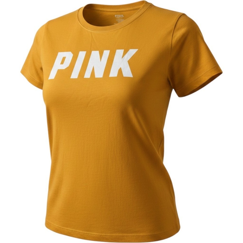 Victoria's Secret PINK Long Sleeve T-Shirt XL Orange Yellow Logo Crewneck Cotton